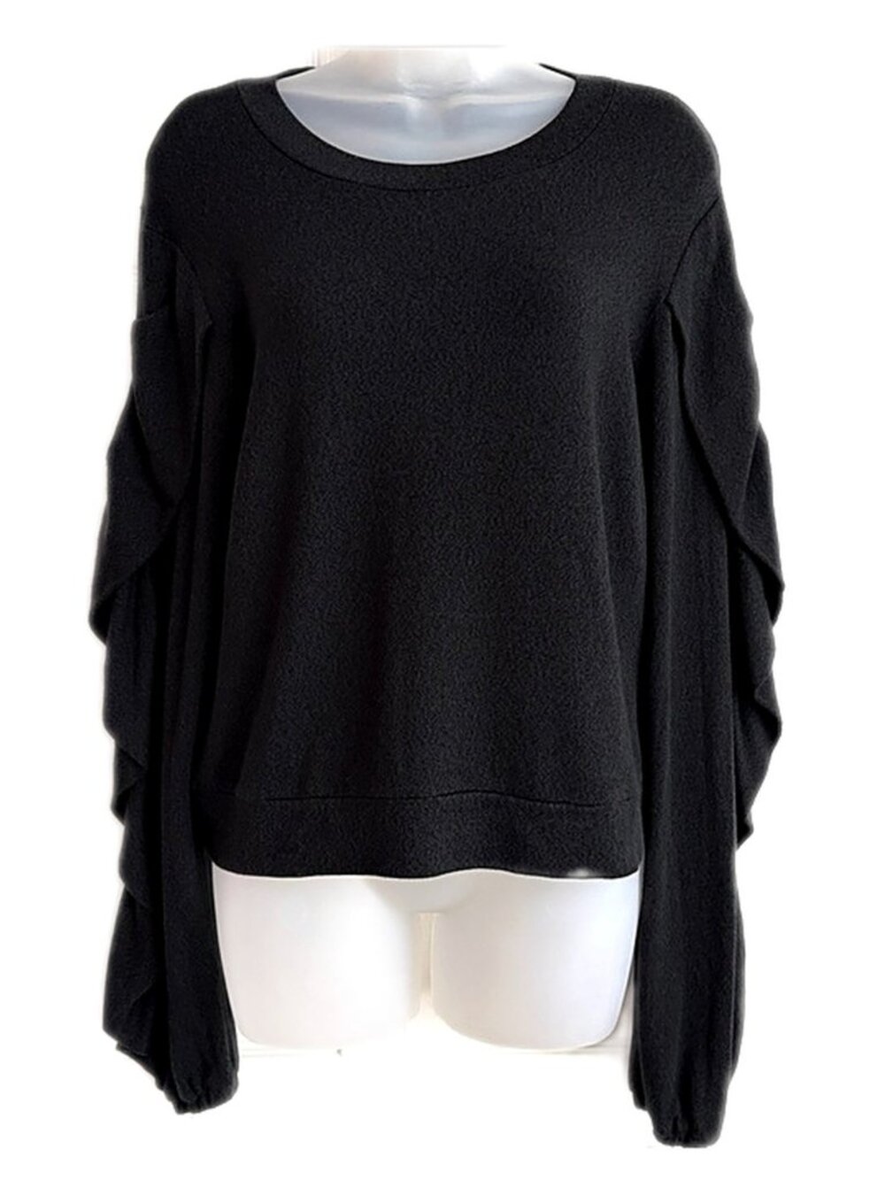 Wulfka Handmade Sweater Puff Sleeve Sweater Gray Tencel size Small